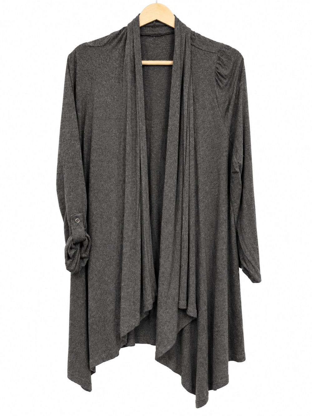 Lane Bryant Charcoal Gray Open-Front Waterfall Cardigan